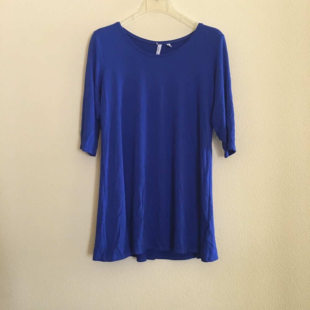 Solid blue long sleeve t shirt dress